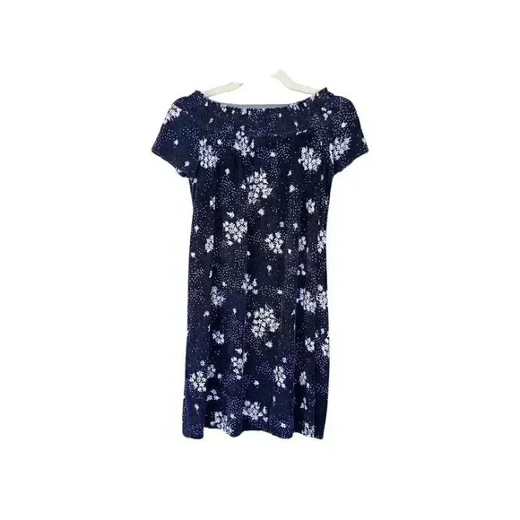 SO black floral print knit smocked off the shoulder flowy swing mini dress sm - Picture 1 of 7
